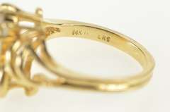 14K Yellow Gold Opal Diamond Accent Wavy Design Statement Ring