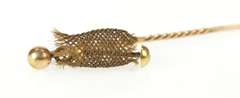 10K Yellow Gold Victorian Ornate Woven Hair Mourning Stick Pin