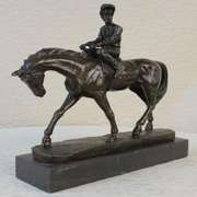 Horse and Jockey Bronze Figure