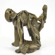 Nude Female with Angel of Death Bronze Sculpture