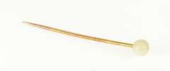 18K Yellow Gold Round White Stone Sphere Victorian Stick Pin