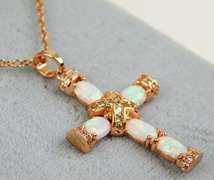 Stunning Rose Gold Plated Opal Cross