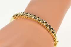 14K Yellow Gold 1.76 Ctw Diamond Sapphire Inset Oval Bangle Bracelet