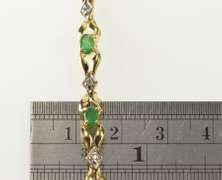 10K Yellow Gold 2.35 Ctw Oval Emerald Diamond Accent Ornate Bracelet