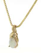 Fancy Yellow Gold Opal & Diamond Accent Necklace