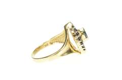 10K Yellow Gold Marquise Sapphire Diamond Accent Statement Ring