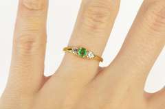 18K Yellow Gold 0.83 Ctw Emerald Diamond Accent Engagement Ring