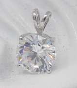 Lovely 14kt WG Cubic Zirconia Solitaire Pendant