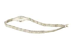 10K White Gold Diamond Syn. Sapphire Ornate Art Deco Bracelet