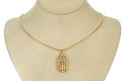 14K Yellow Gold Ornate Bird Cage Motif Child's Tooth Charm/Pendant