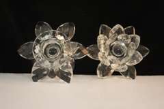 Clear Lotus Pair Candle Sticks