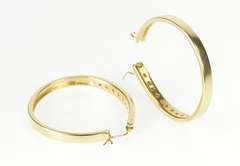 14K Yellow Gold 1.20 Ctw Channel Diamond Inset Fashion Hoop Earrings