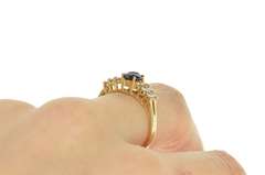 14K Yellow Gold Oval Syn. Sapphire Cubic Zirconia Statement Ring