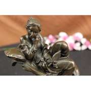 Little Lady with Dog Baby Bronze Sculpture