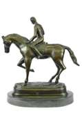 Jockey on Racehorse Bronze Sculpture