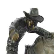 A Cowboy on Horse Woolly Chaps Bronze Sculpture