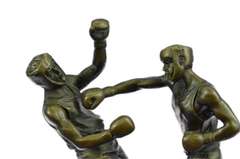 Last Round Boxing Bronze Statue on Marble Base Sculpture