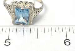 Antique Style Blue Topaz Ring, 14KT