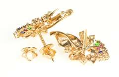 18K Yellow Gold Ornate Cubic Zirconia Encrusted Statement Earrings