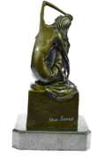 Sitting Woman Bronze Statue Marble Base