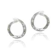 Sterling Silver Marcasite Open Circle Earrings