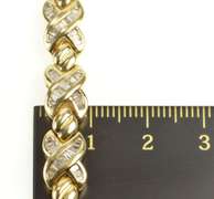 14K Yellow Gold Baguette Diamond X Link Hugs & Kisses Tennis Bracelet