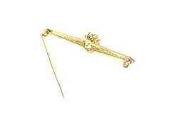 14K Yellow Gold Victorian Cushion Solitaire Ornate Bar Pin/Brooch