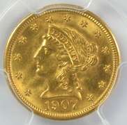Superb PCGS MS64 1907 US $2.50 Liberty Gold Piece