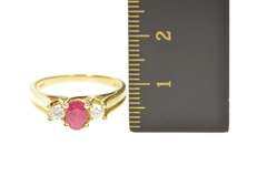 14K Yellow Gold 0.64 Ctw Natural Ruby Diamond Engagement Ring