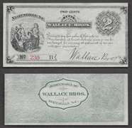 2 cent Obsolete 1882 Wallace Brothers Statesville, NC Uncirculated