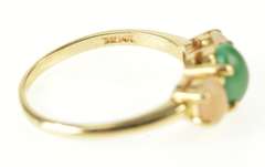 14K Yellow Gold Oval Turquoise Coral Retro Statement Ring