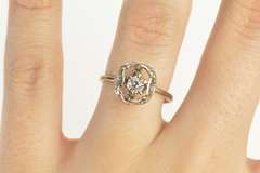 14K White Gold 0.25 Ct Diamond Solitaire Knot Engagement Ring