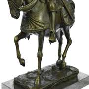 Knight Warrior Bronze Statue on Marble Base Sculpture