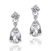 Sterling Silver 3.6ct White Topaz & Diamond Accent Teardrop Earrings