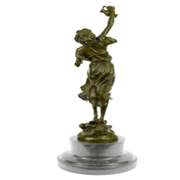 Greek Lady Girl Water Jug Vase Bronze Sculpture