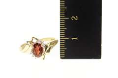 10K Yellow Gold Oval Garnet Diamond Accent Bypass Ring
