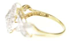 10K Yellow Gold Diamond Encrusted Cluster X Criss Cross Ring