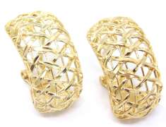 Wonderful 18kt Open Woven Diamond Cut Earrings