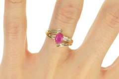 14K Yellow Gold 0.97 Ctw Ruby Diamond Bypass Engagement Ring