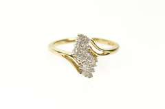 10K Yellow Gold Diamond Zig Zag Cluster Bypass Statement Ring