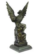 Angel Religion Bronze Statue Marble Base