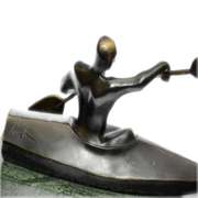 Canoeing Trophy Bronze Sculpture on Marble Base Figure