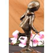 Unique Nouveau Vienna Bronze Boy and Loop Statue Sculpture