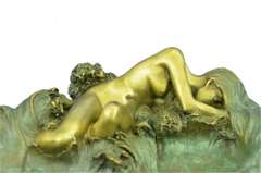 Nude Woman Candy Holder Dish Bronze Sculpture