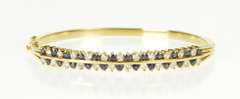 14K Yellow Gold 1.76 Ctw Diamond Sapphire Inset Oval Bangle Bracelet