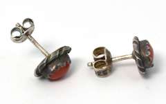 Vintage Sterling Silver Coral Earrings