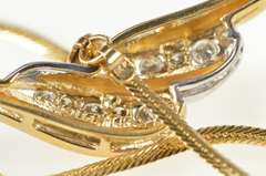 14K Yellow Gold Two Tone Diamond Wavy Channel Herringbone Necklace