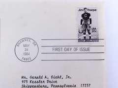 1984 Jim Thorpe 1st Day Cover & 22KT Gold Stamp