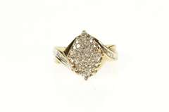 10K Yellow Gold Marquise Diamond Cluster Bypass Statement Ring
