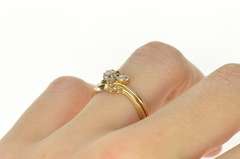 14K Yellow Gold Diamond Leaf Branch Bridal Set Engagement Ring